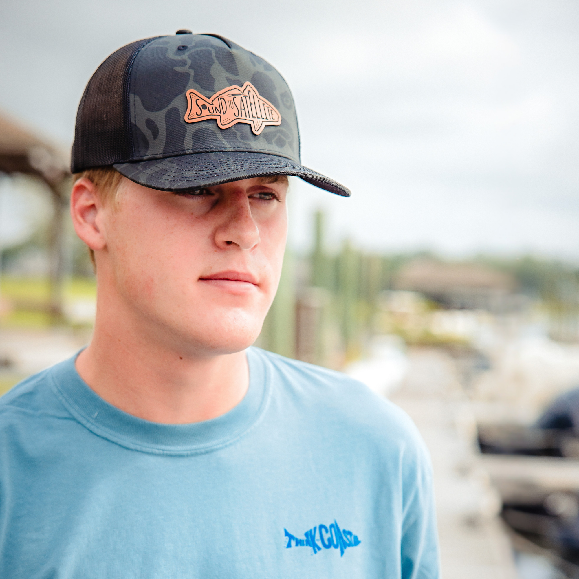 Sound to Satellite Trucker Hat - Black Duck Camo