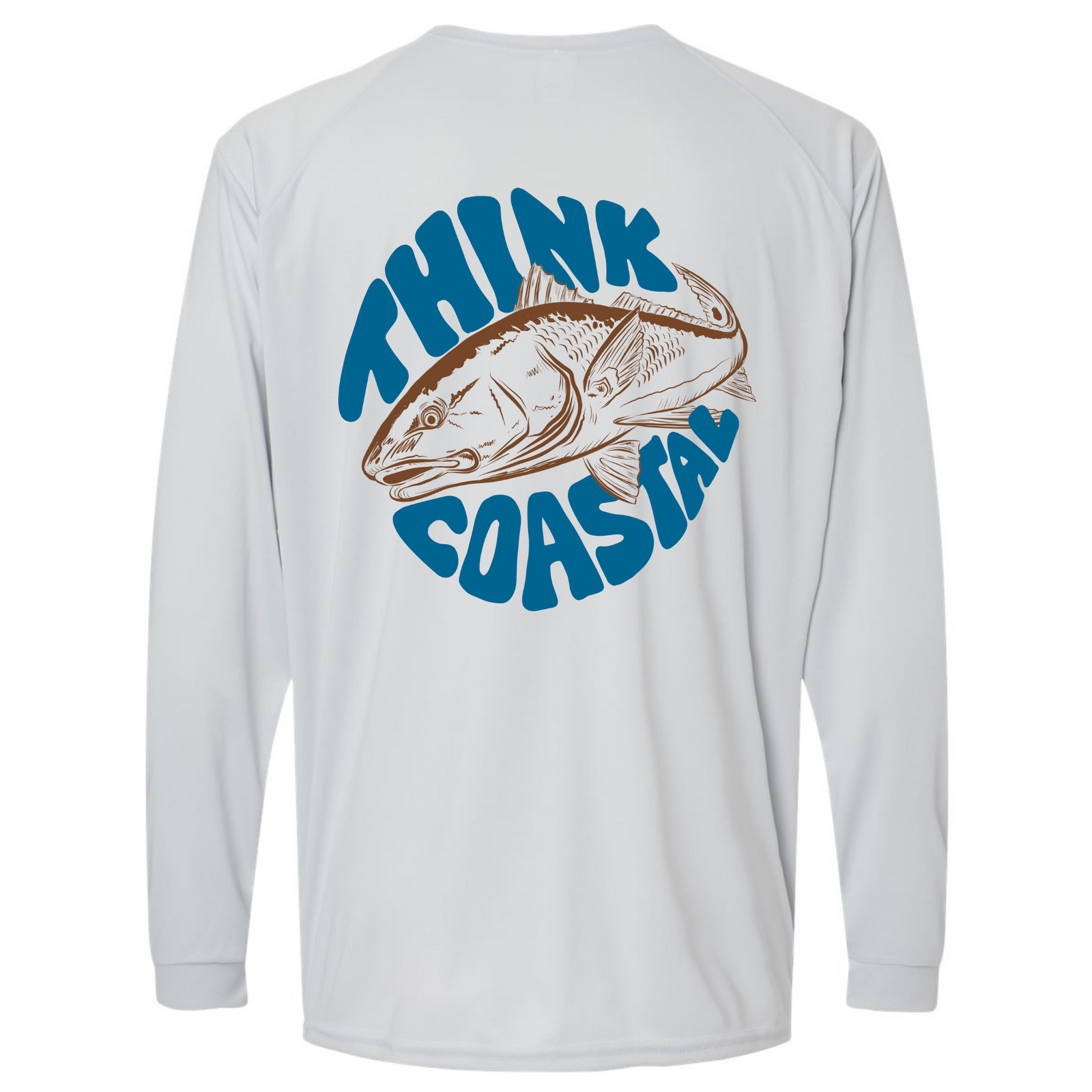 Think Coastal Long-Sleeve Red Drum Performance Shirt - Aluminum