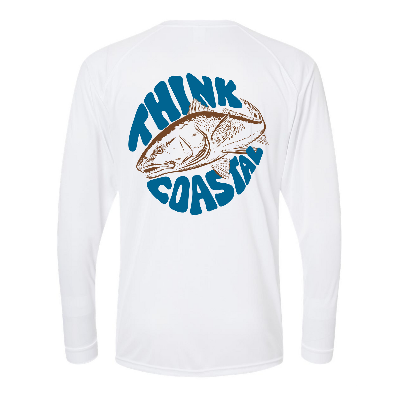 Think Coastal Long-Sleeve Red Drum Performance Shirt - White