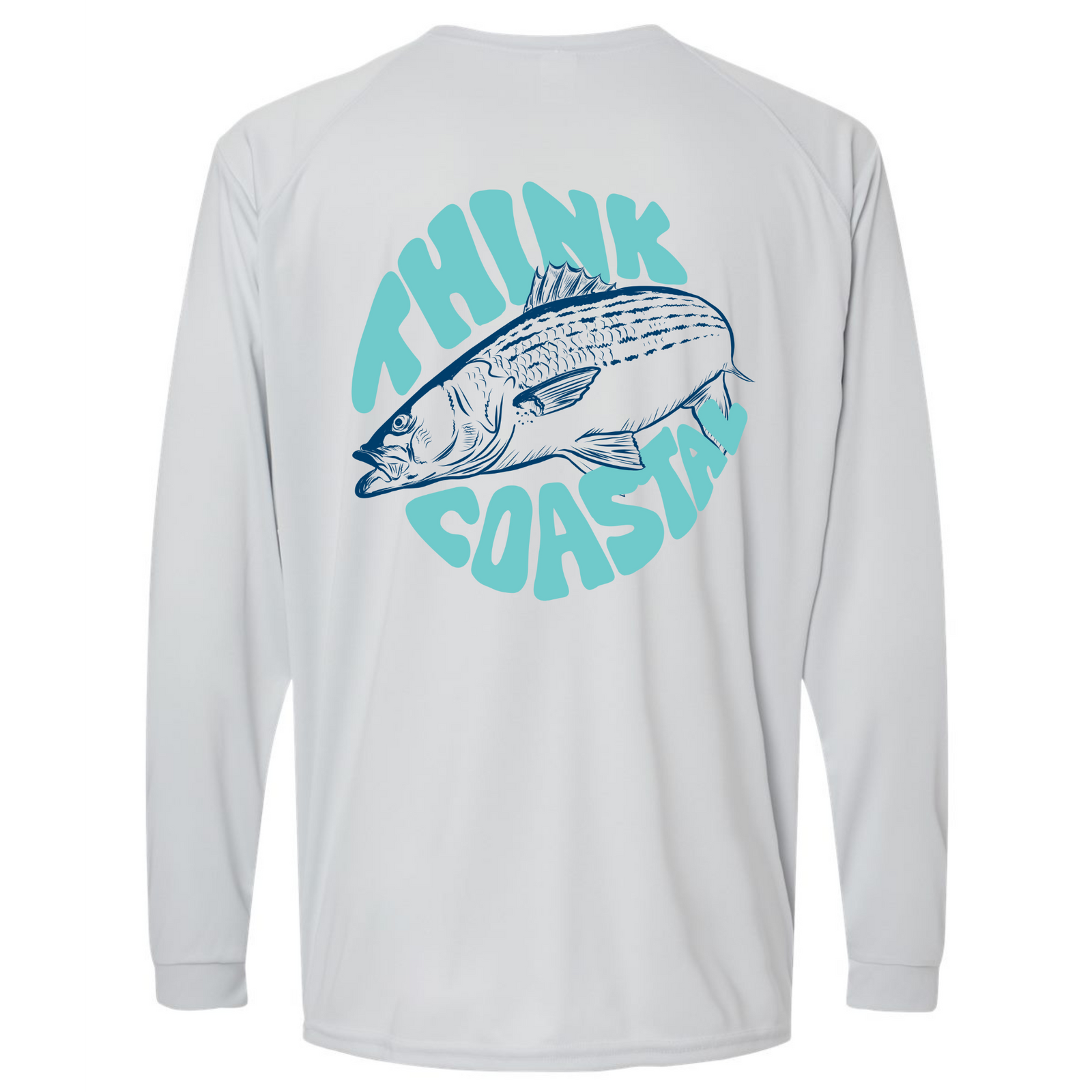 Think Coastal Long-Sleeve Striped Bass Performance Shirt - Aluminum